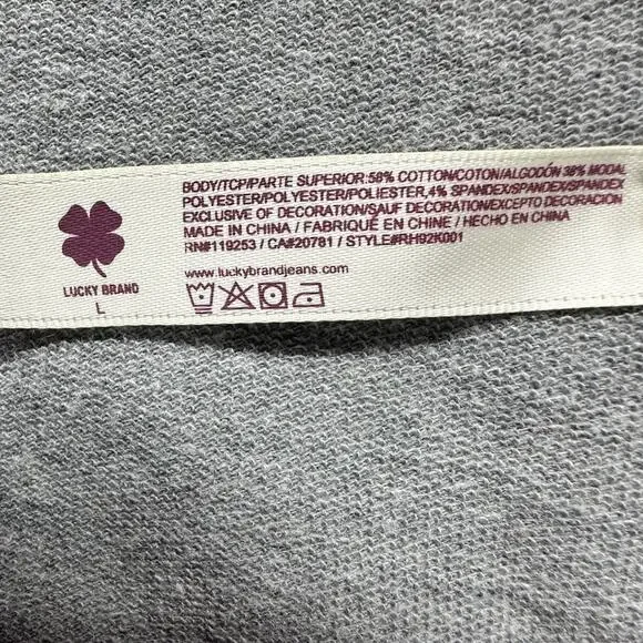 Lucky Brand Womens Large Robe Gray Wrap Style Short Tie Inside Belt - Picture 9 of 9